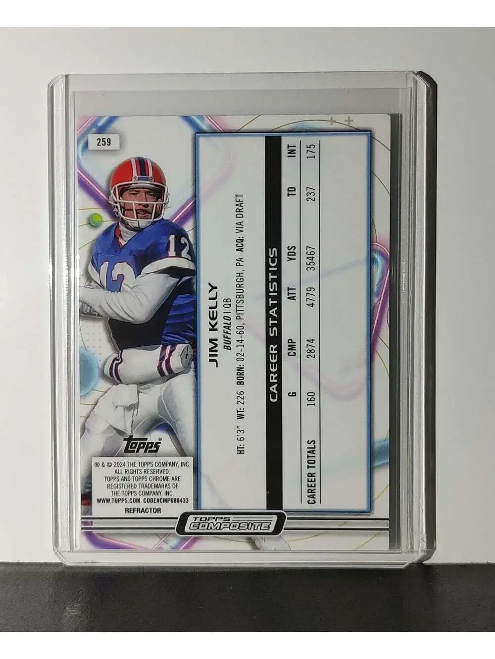 Jim Kelly 2023 Topps Chrome Cosmic NFL #259 Refractor Card Buffalo Bills